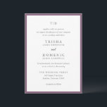 Elegant Purple Monogram Modern Wedding Invitation<br><div class="desc">Modern wedding invitations featuring a clean design with serif and script fonts.</div>