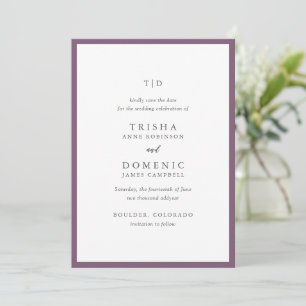 Elegant Purple Monogram Modern Wedding Save The Date