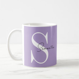 Elegant Purple Monogram Mug Personalized