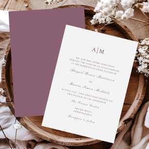 Elegant Purple Monogram Wedding Invitation
