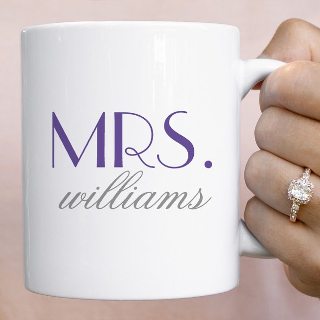 Elegant Purple Mrs Wedding Monogram Coffee Mug (Creator Uploaded)