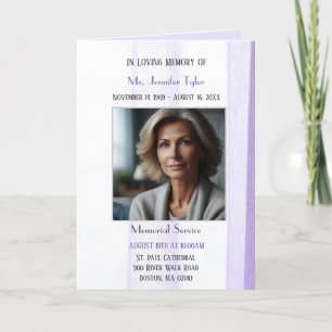 Elegant Purple Obituary  Bereavement Service  Programme