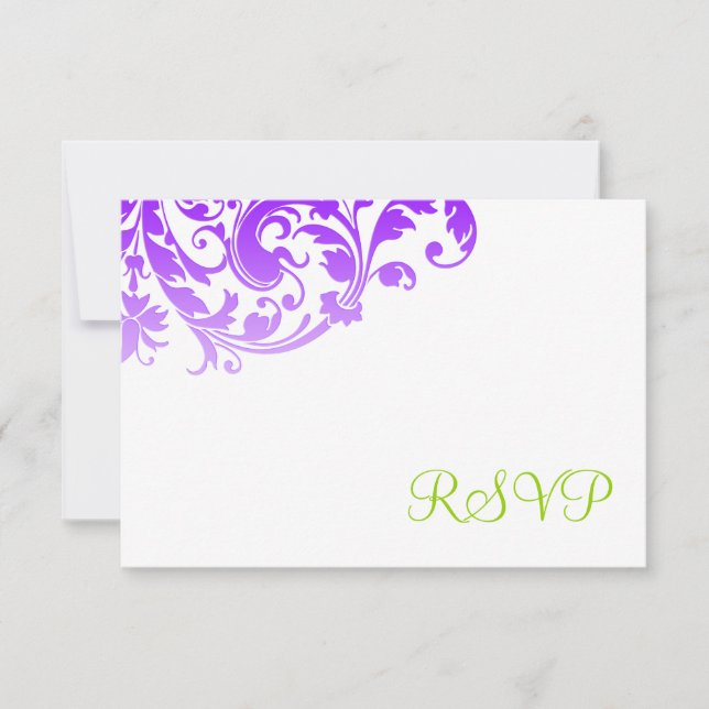 Elegant Purple Ombre Flourish RSVP (Front)
