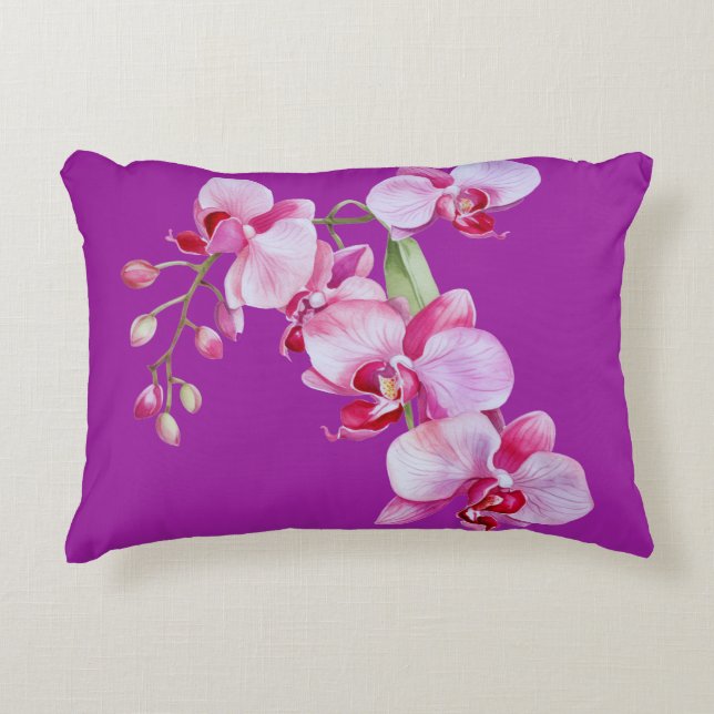 Elegant Purple Orchid Accent Pillow (Front)