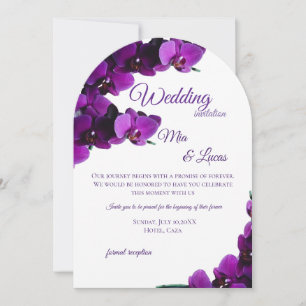 Elegant Purple Orchid Arch Wedding Invitation