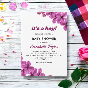 Elegant Purple Orchid Rose Floral Baby Shower Invitation
