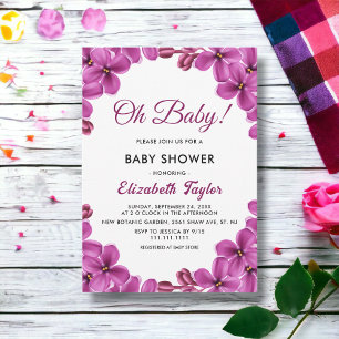 Elegant Purple Orchid Roses Floral Baby Shower Invitation