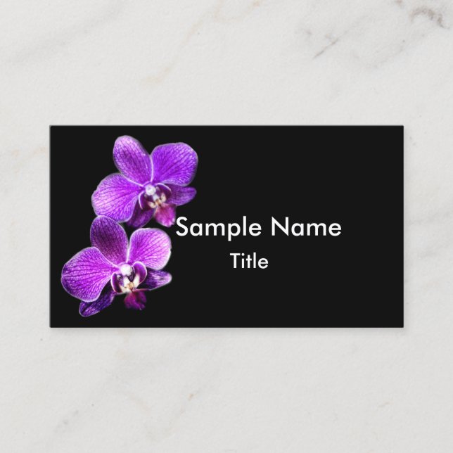 elegant purple orchids flower photography business card (Front)