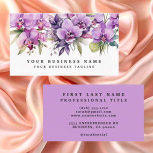 Elegant Purple Orchids Flowers Floral  Business Card