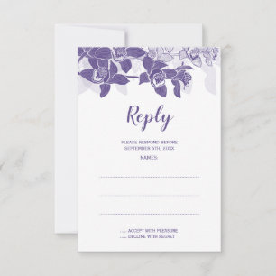 Elegant Purple Orchids Wedding Reply Cards