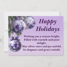 Elegant Purple Ornament Holiday Greeting Card