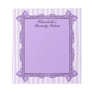 Elegant Purple Ornate Frame Bows Beauty Salon Notepad