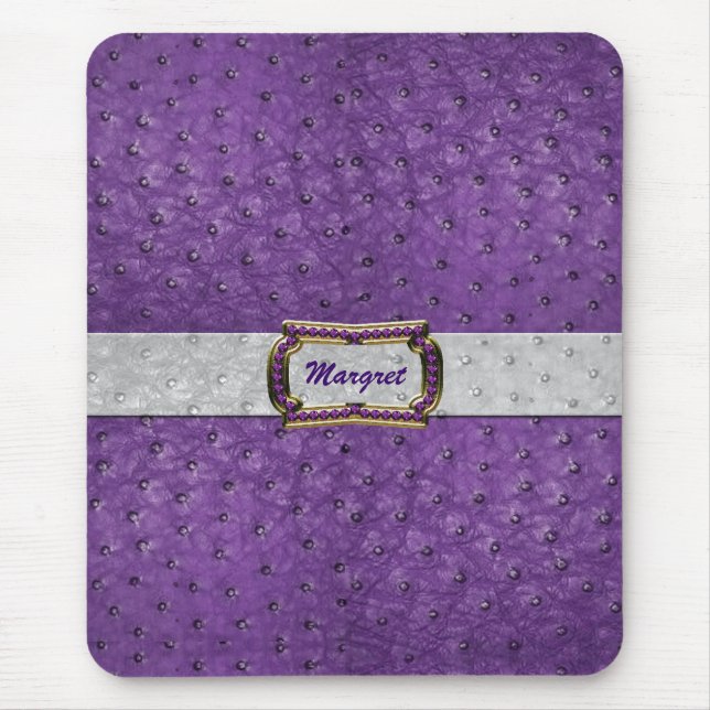 Elegant Purple Ostrich Leather Look Mouse Pad (Front)