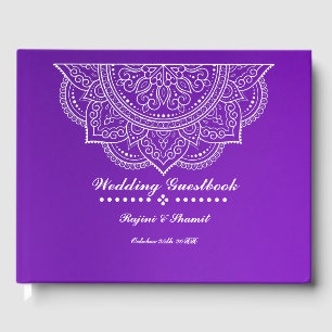 Elegant Purple Paisley Mandala Guest Book