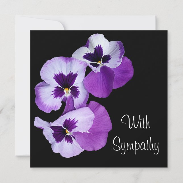 Elegant purple pansy flower art lilac sympathy card (Front)