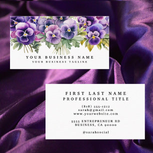 Elegant Purple Pansy Flowers Business Cards