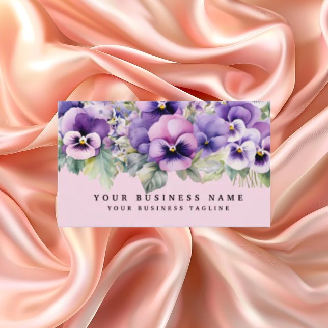 Elegant Purple Pansy Flowers Business Cards (Creator Uploaded)