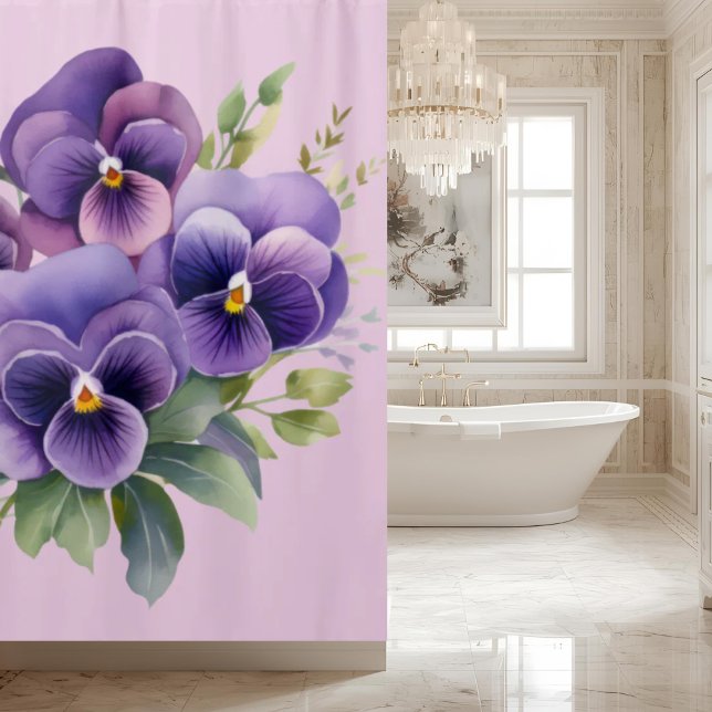 Elegant Purple Pansy Shower Curtain (Creator Uploaded)