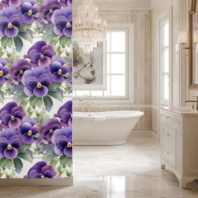 Elegant Purple Pansy Shower Curtain (Creator Uploaded)