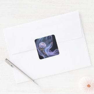 Elegant Purple Peony Misty Mountain Aesthetic Stic Square Sticker