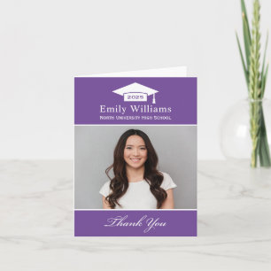 Elegant Purple Personalised Graduation Photo Thank You Card