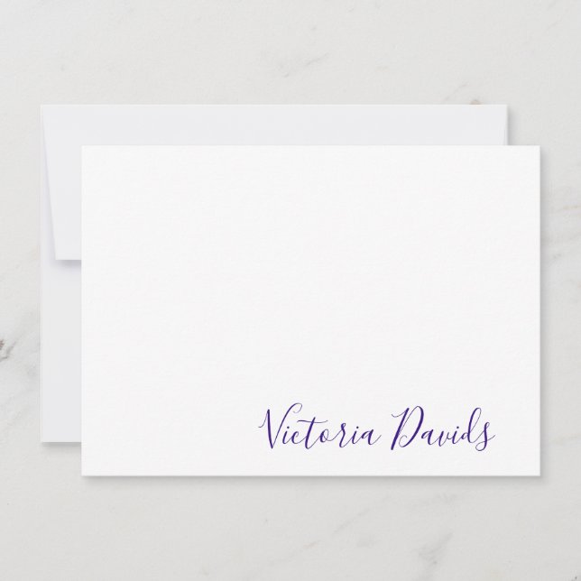 Elegant Purple Personalised Signature Script Card (Front)