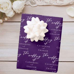 Elegant Purple Personalized Wedding Wrapping Paper Sheet