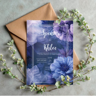 Elegant Purple Petal Bloom Wedding Invitation