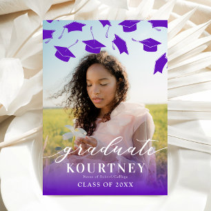 Elegant Purple Photo Graduation Invitation