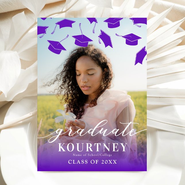 Elegant Purple Photo Graduation Invitation (Creator Uploaded)