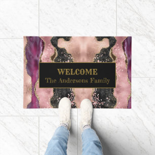 Elegant Purple Pink Agate Welcome Personalised  Doormat
