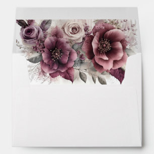 Elegant purple, pink, and maroon floral  envelope