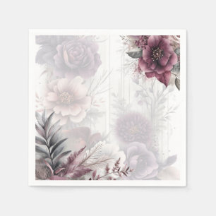 Elegant purple, pink, and maroon floral napkin