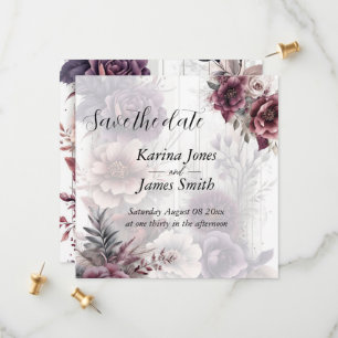 Elegant purple, pink, and maroon floral Wedding Save The Date