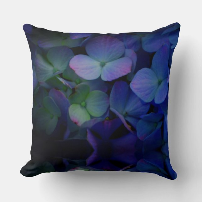 Elegant purple pink blue florals hydrangeas cushion (Front)