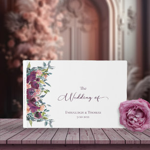 Elegant Purple Pink Charming Floral Wedding Guest Book
