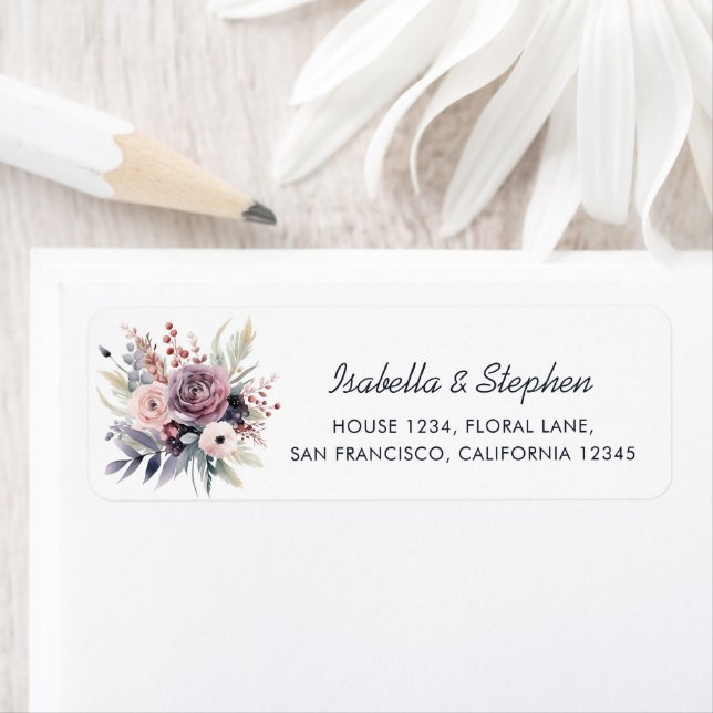 Elegant Purple Pink Floral Return Address (Insitu)