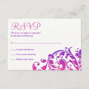Elegant Purple Pink Flourish Bat Mitzvah RSVP Card