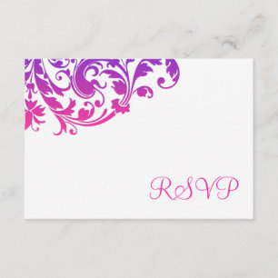 Elegant Purple Pink Flourish RSVP Card