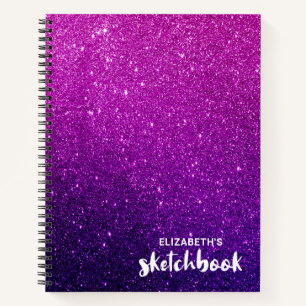 Elegant Purple Pink Glitter Sketchbook Notebook