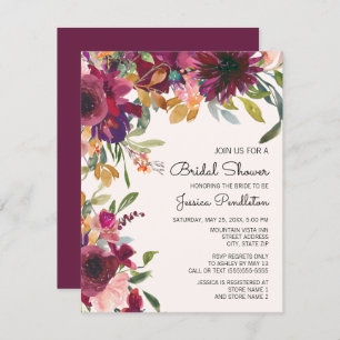 Elegant Purple Pink Gold Floral Bridal Shower Invitation