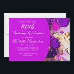 Elegant Purple Pink Gold Flowers 80th Birthday Invitation<br><div class="desc">80th birthday party invitation for women with an elegant pink, purple and gold flowers. Text, fonts, and wording are completely customisable, so although this card is designed for a lady who is celebrating her 80th birthday, it can be customised for any age. Contact us for help with customisation or to...</div>