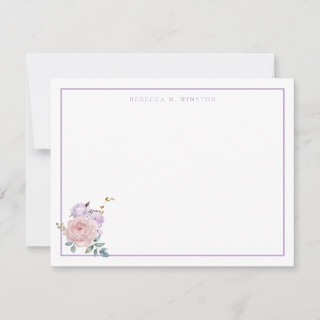 Elegant Purple Pink Greenery Personalized  Card (Front)