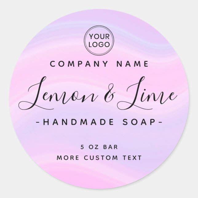 Elegant purple pink round product label (Front)