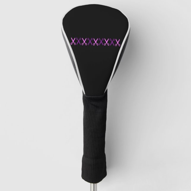 Elegant Purple Pink Scissors Golf Head Cover (Front)