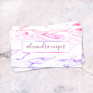 Elegant purple pink white marble makeup  business card
