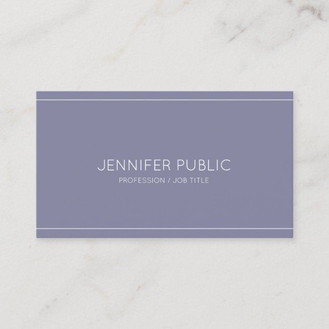 Elegant Purple Plain Modern Professional Chic Business Card (Front)