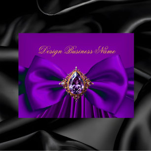 Elegant Purple Plum Gold Jewel Bow Design Business Card