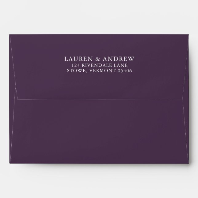 Elegant Purple Plum Simple Minimalist Envelope (Back (Top Flap))