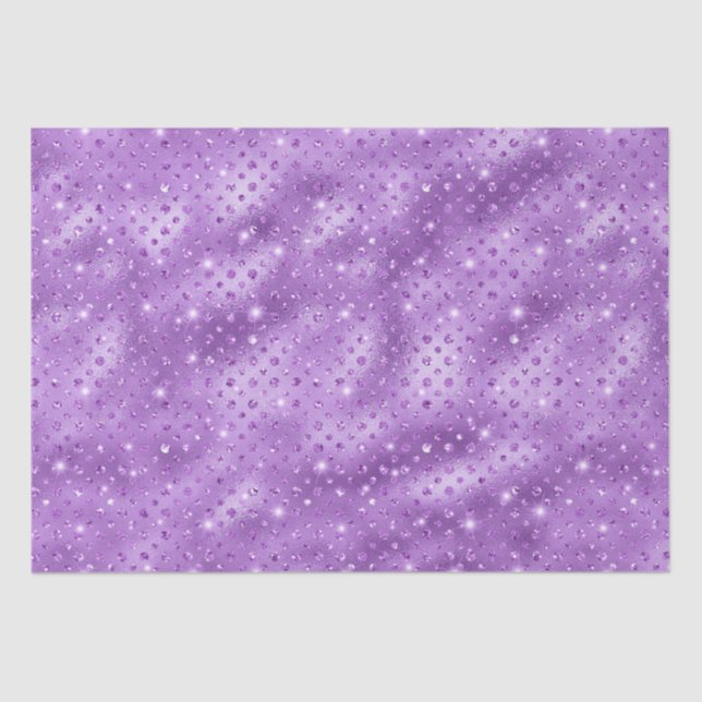Elegant Purple Polka Dot Metallic Glitter Pattern Tissue Paper (Front)